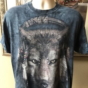 The MOUTAIN (M) Tye Dye WOLF PRINT t-Shirt